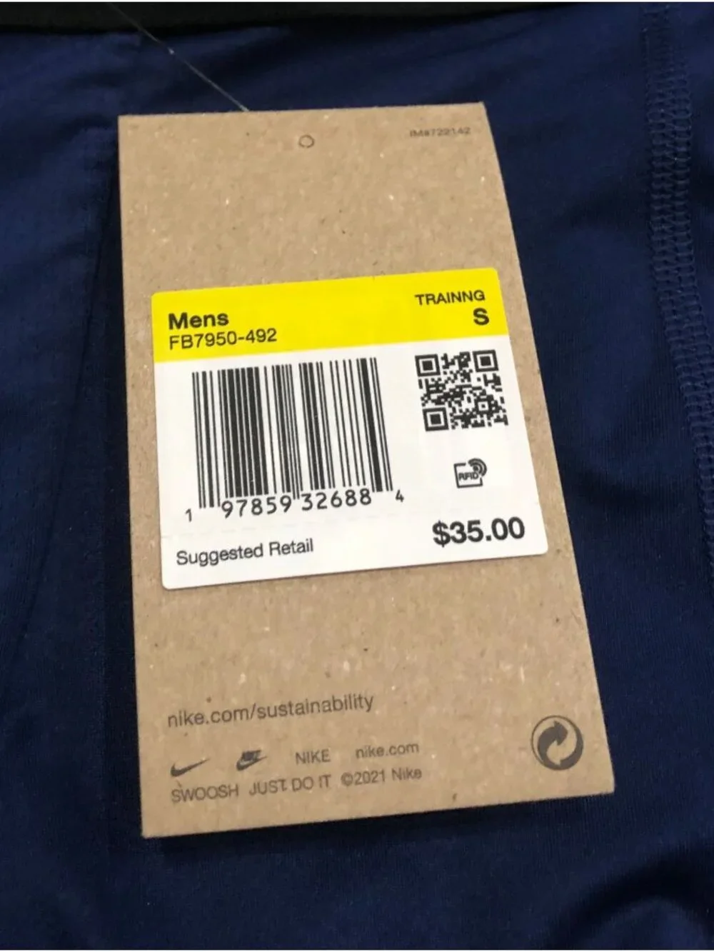 Nike Pro Mens Small Blue Dri-FIT 3/4 length Fitness Tight Leggings New w Tags